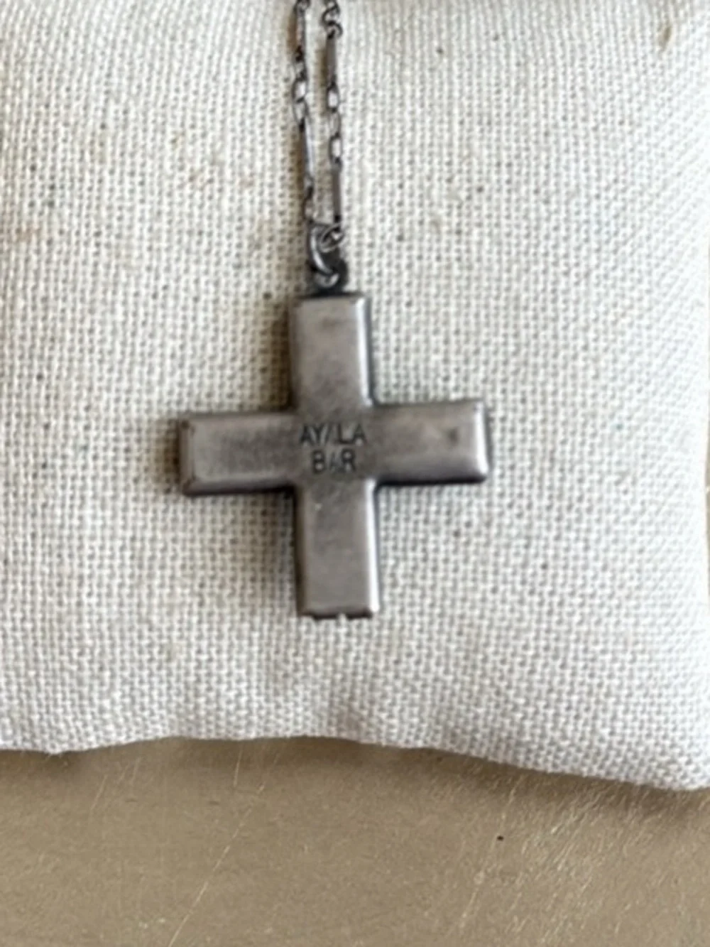 Ayala Bar Turquoise Mosaic Cross Pendant Necklace - Women Jewelry Silver Tone - Picture 2 of 6